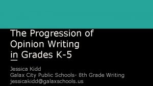 The Progression of Opinion Writing in Grades K5