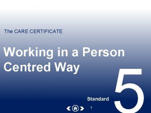 The CARE CERTIFICATE Working in a Person Centred