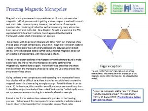 Freezing Magnetic Monopoles Magnetic monopoles werent supposed to