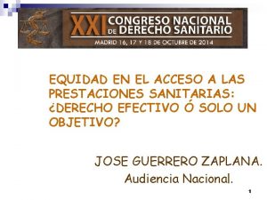 EQUIDAD EN EL ACCESO A LAS PRESTACIONES SANITARIAS