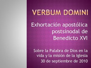 Exhortacin apostlica postsinodal de Benedicto XVI Sobre la