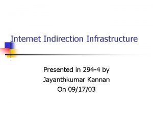 Internet Indirection Infrastructure Presented in 294 4 by