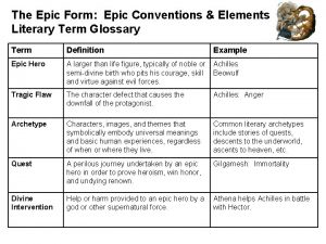 The Epic Form Epic Conventions Elements Literary Term