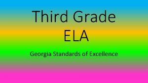 Third Grade ELA Georgia Standards of Excellence Reading