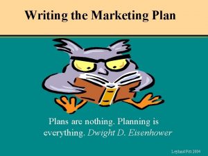 Writing the Marketing Plans are nothing Planning is