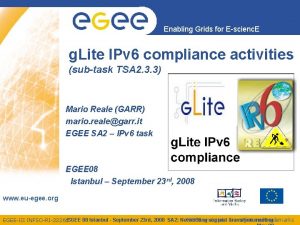 Enabling Grids for Escienc E g Lite IPv