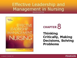 Effective Leadership and Management in Nursing EIGHTH EDITION