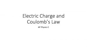 Electric Charge and Coulombs Law AP Physics C