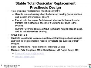 Stable Total Ossicular Replacement Prosthesis Design 1 Total