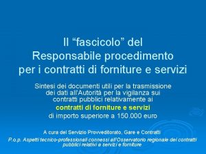 Il fascicolo del Responsabile procedimento per i contratti