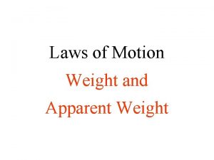 Laws of Motion Weight and Apparent Weight Force