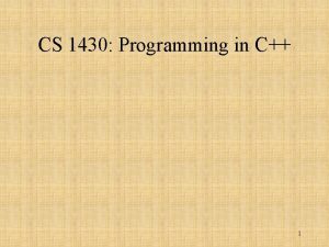 CS 1430 Programming in C 1 Quiz 1