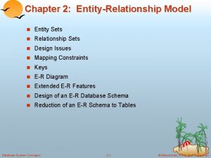 Chapter 2 EntityRelationship Model n Entity Sets n