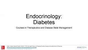 Endocrinology Diabetes Courses in Therapeutics and Disease State