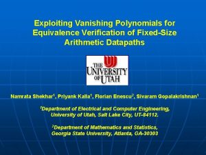 Exploiting Vanishing Polynomials for Equivalence Verification of FixedSize