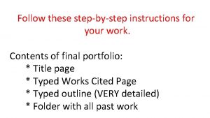 Follow these stepbystep instructions for your work Contents