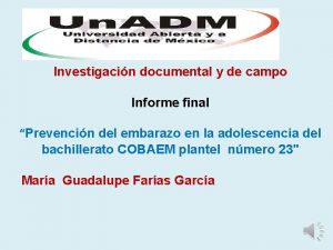 Investigacin documental y de campo Informe final Prevencin