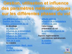 Gestion utilisation et influence des paramtres mtorologiques sur