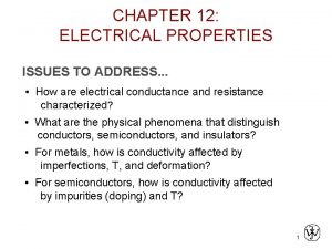 CHAPTER 12 ELECTRICAL PROPERTIES ISSUES TO ADDRESS How