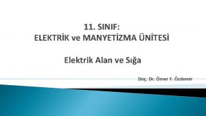 11 SINIF ELEKTRK ve MANYETZMA NTES Elektrik Alan