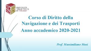 Corso di Diritto della Navigazione e dei Trasporti