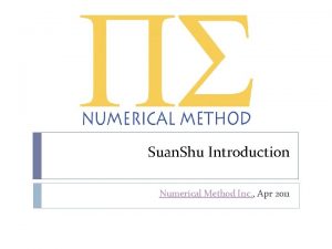 Suan Shu Introduction Numerical Method Inc Apr 2011