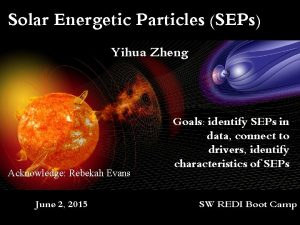 Solar Energetic Particles SEPs Yihua Zheng Acknowledge Rebekah