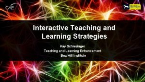 Interactive Teaching and Learning Strategies Kay Schlesinger Teaching