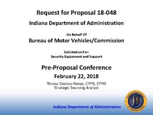 Request for Proposal 18 048 Indiana Department of