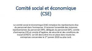 Comit social et conomique CSE Le comit social