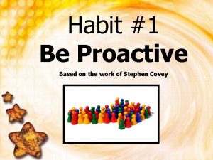 Habit 1 Be Proactive Based on the work