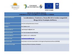 PROYECTO GESTIN DE RIESGOS GOBIERNOS LOCALES DESARROLLO SOSTENIBLE