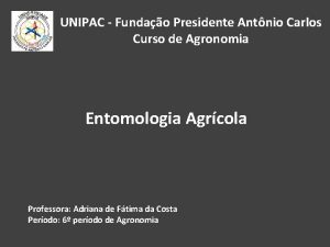 UNIPAC Fundao Presidente Antnio Carlos Curso de Agronomia