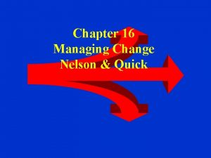 Chapter 16 Managing Change Nelson Quick Organizational Change