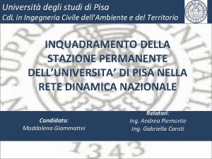 Universit degli studi di Pisa Cd L in