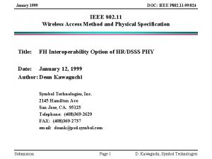 Janary 1999 DOC IEEE P 802 11 99024