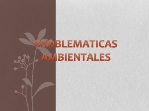 PROBLEMATICAS AMBIENTALES Los problemas ambientales se refieren a