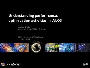 Understanding performance optimisation activities in WLCG Andrea Sciab