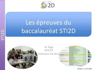 STI 2 D Les preuves du baccalaurat STI