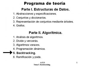 Programa de teora Parte I Estructuras de Datos