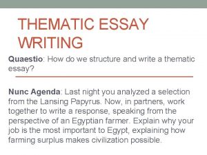 Thematic essay structure