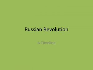 Russian Revolution A Timeline 1894 Nicholas II Romanov