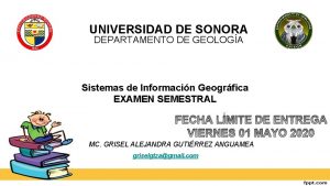 UNIVERSIDAD DE SONORA DEPARTAMENTO DE GEOLOGA Sistemas de