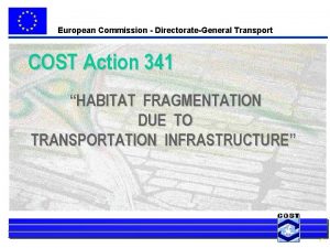 European Commission DirectorateGeneral Transport COST Action 341 HABITAT