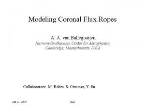 Modeling Coronal Flux Ropes A A van Ballegooijen