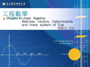 Chapter 6 Linear Algebra Matrices vectors Determinants and