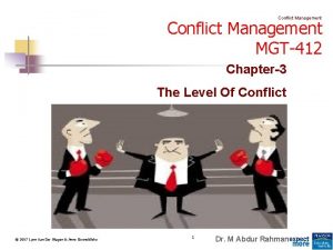 Conflict Management MGT412 Chapter3 The Level Of Conflict