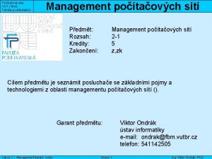 Potaov st VUT v Brn Fakulta podnikatelsk Management