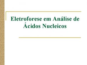 Eletroforese em Anlise de cidos Nucleicos Eletroforese em