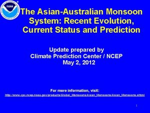 The AsianAustralian Monsoon System Recent Evolution Current Status